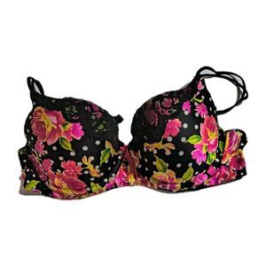 Victoria Secret 34C Balconette Push-Up Padded Floral Bra Polkadot